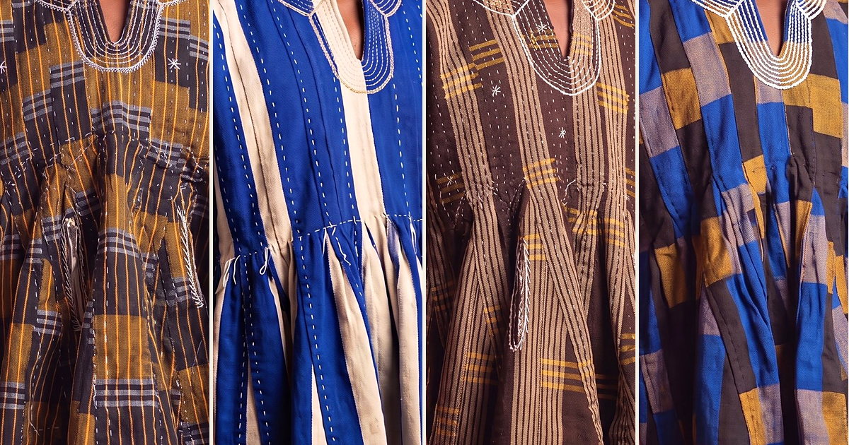 The named types of Ghanaian smock by sleeve: sleeveless, sleeved, and wide-sleeved ceremonial