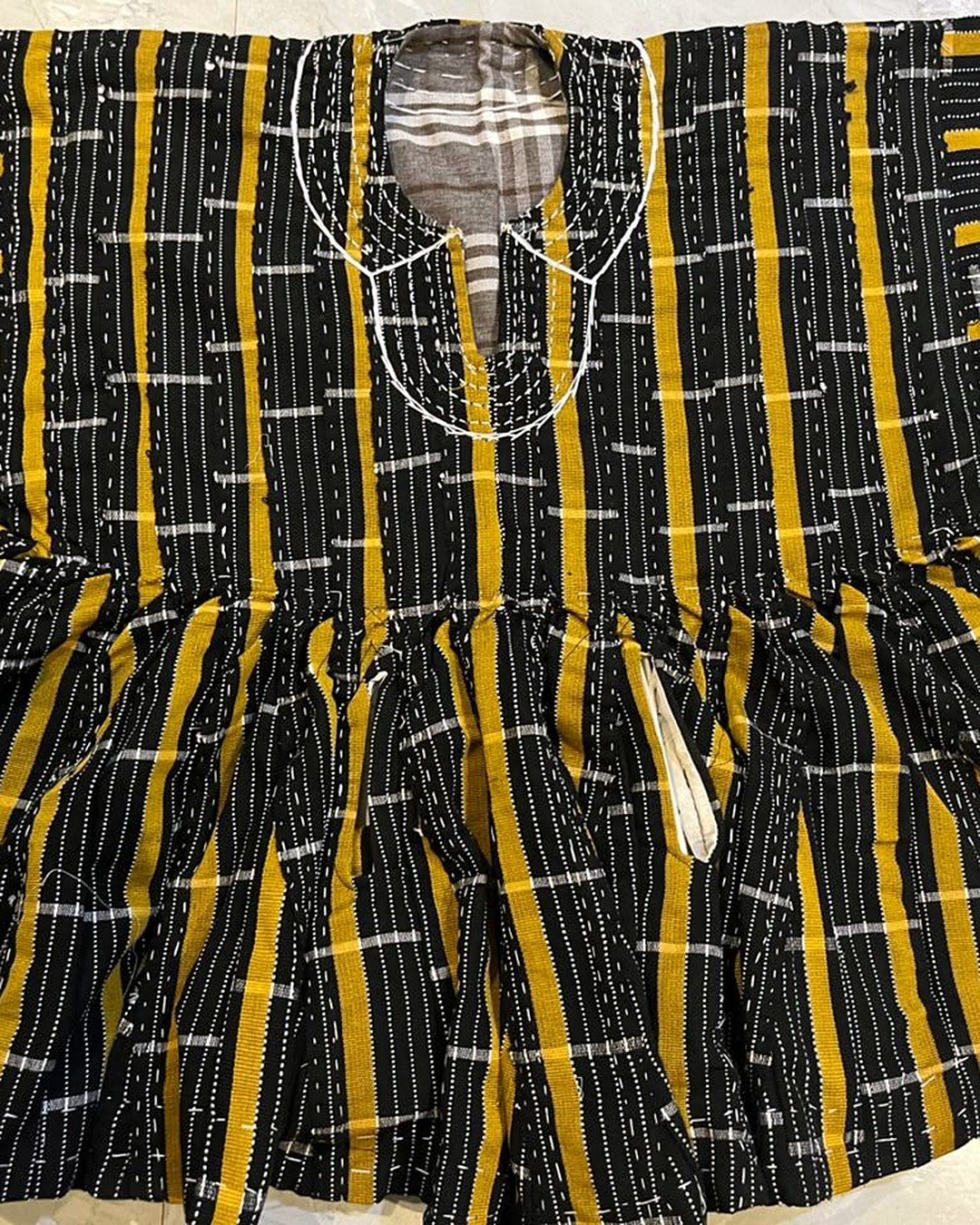 Black & Amber Grid Fugu Smock — view 2