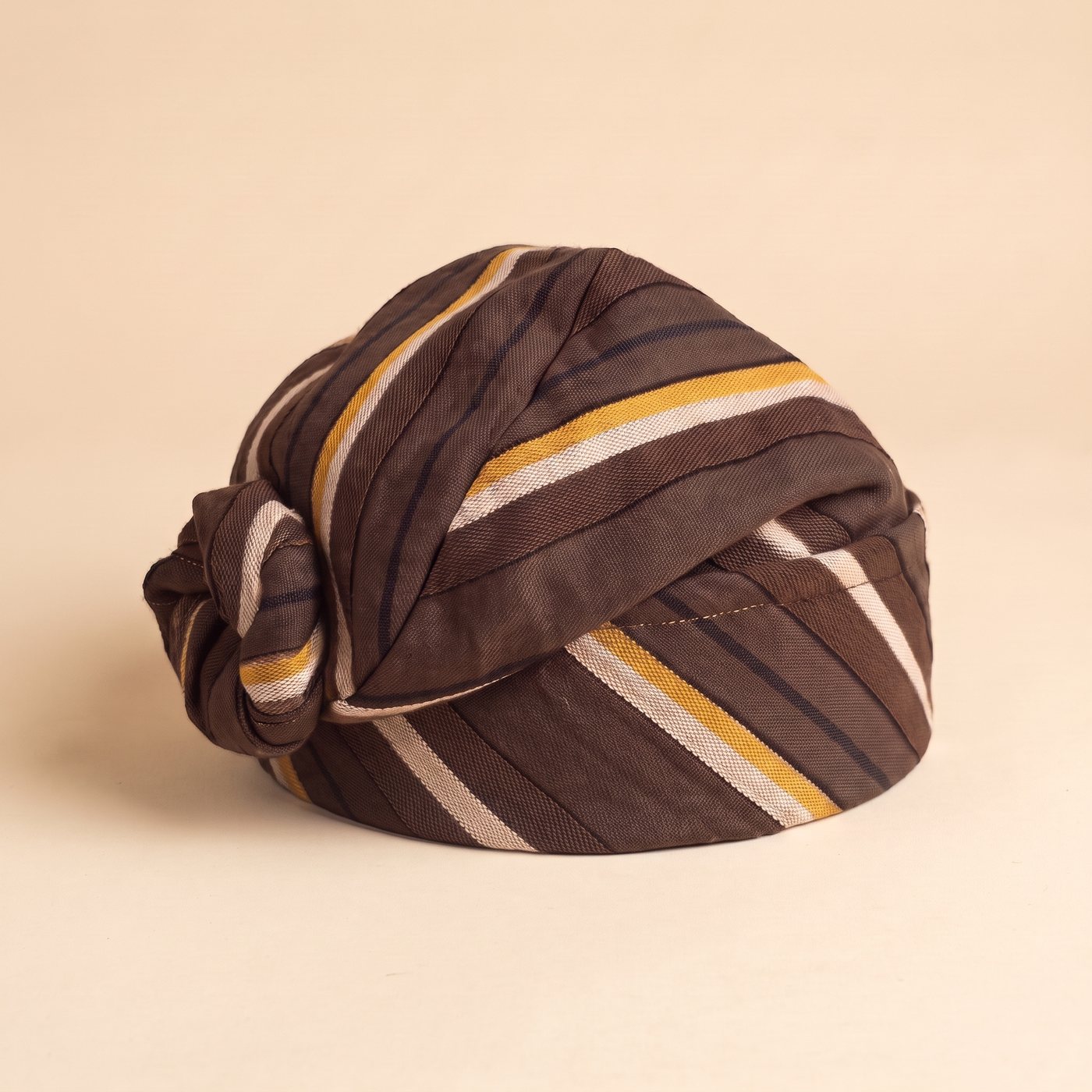 Brown Smock Hat, hand-wrapped Ghana fugu smock hat