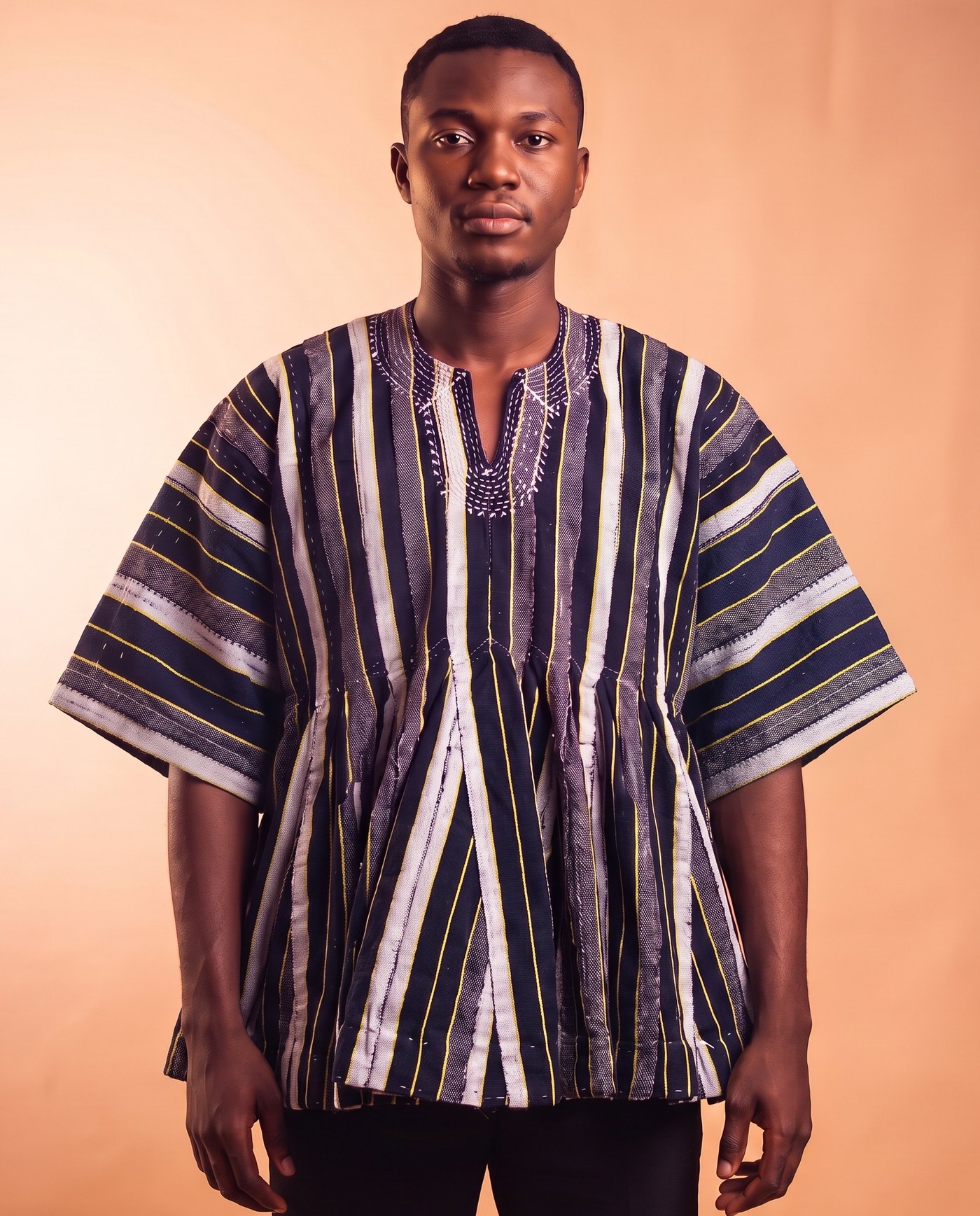 Charcoal & Silver Stripe Fugu Smock
