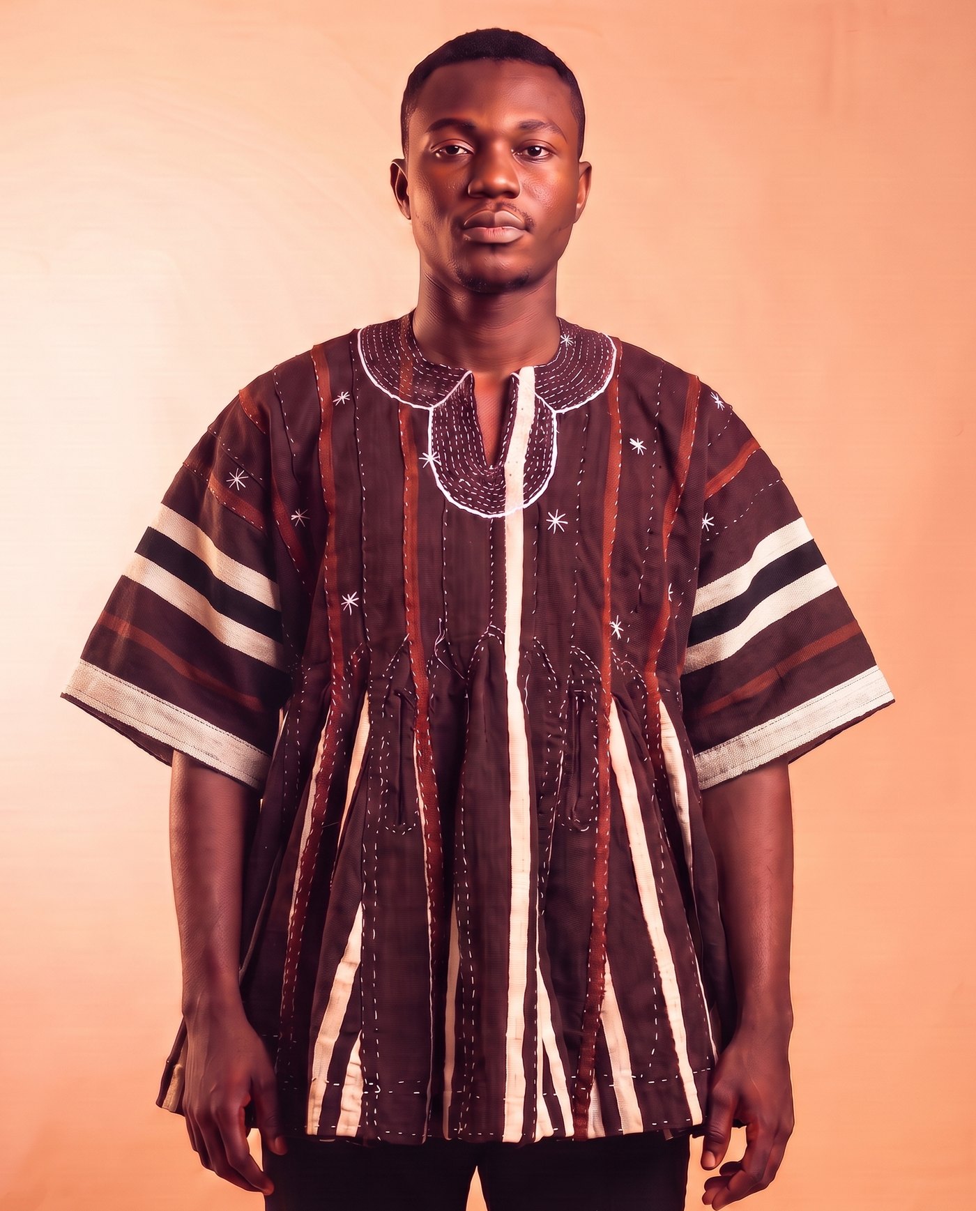 Chocolate & Cream Stripe Fugu Smock