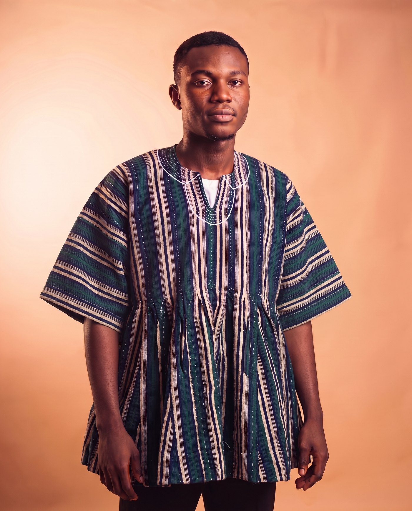Deep Teal & White Fugu Smock