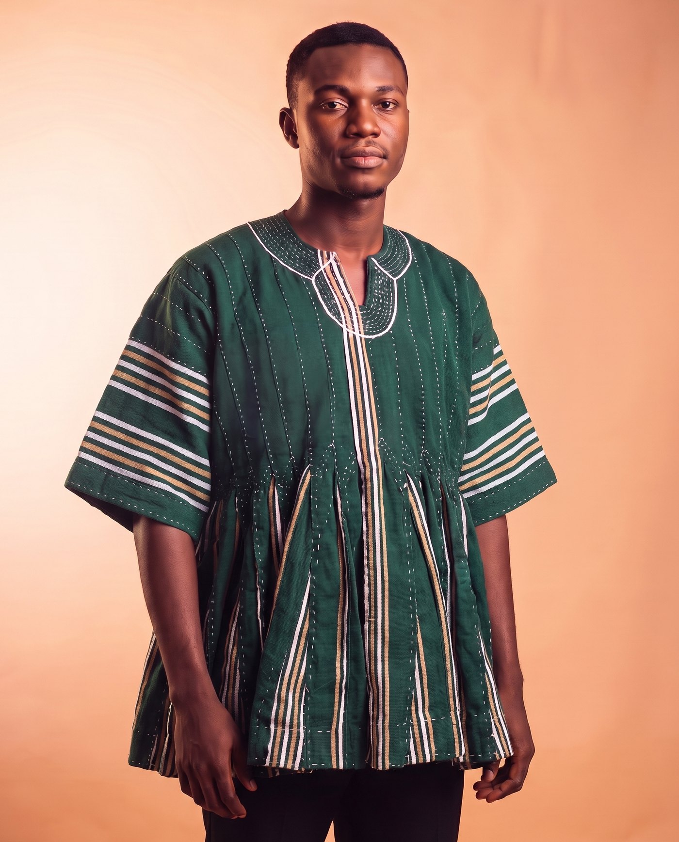 Forest Green & Cream Fugu Smock