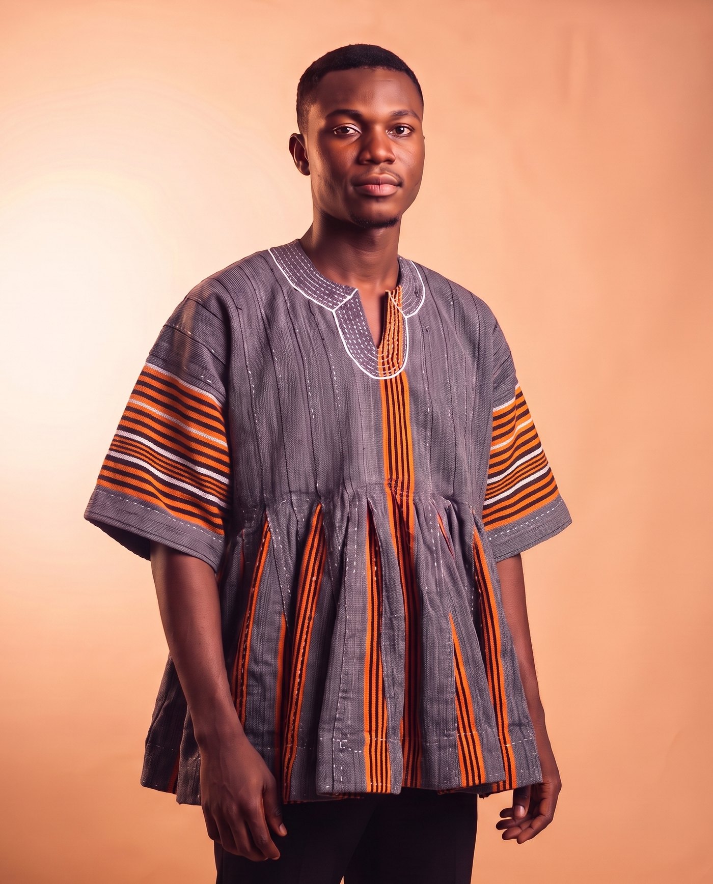 Grey & Orange Fugu Smock
