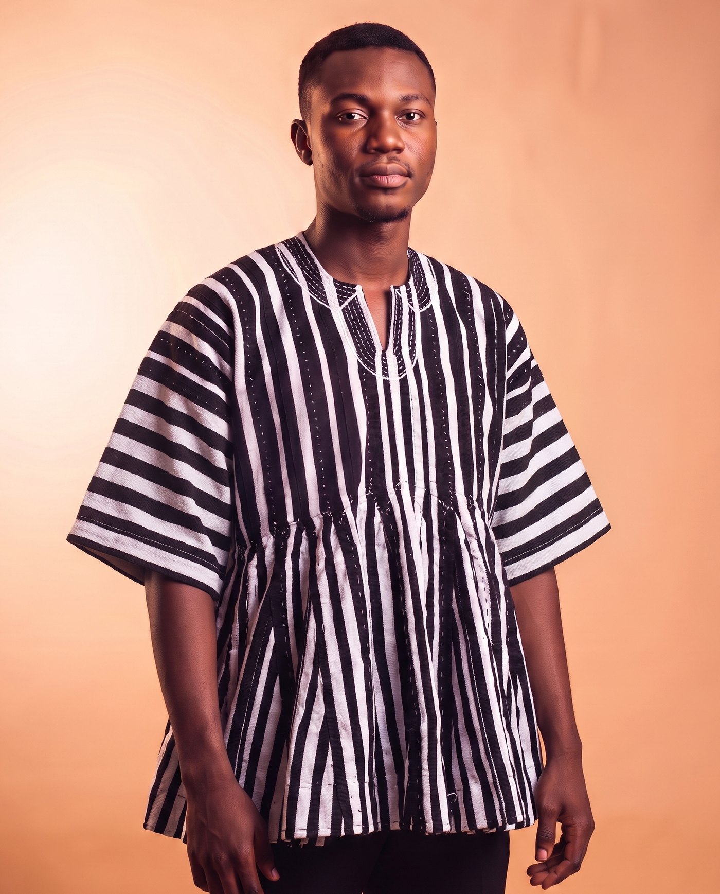 Monochrome Stripe Fugu Smock