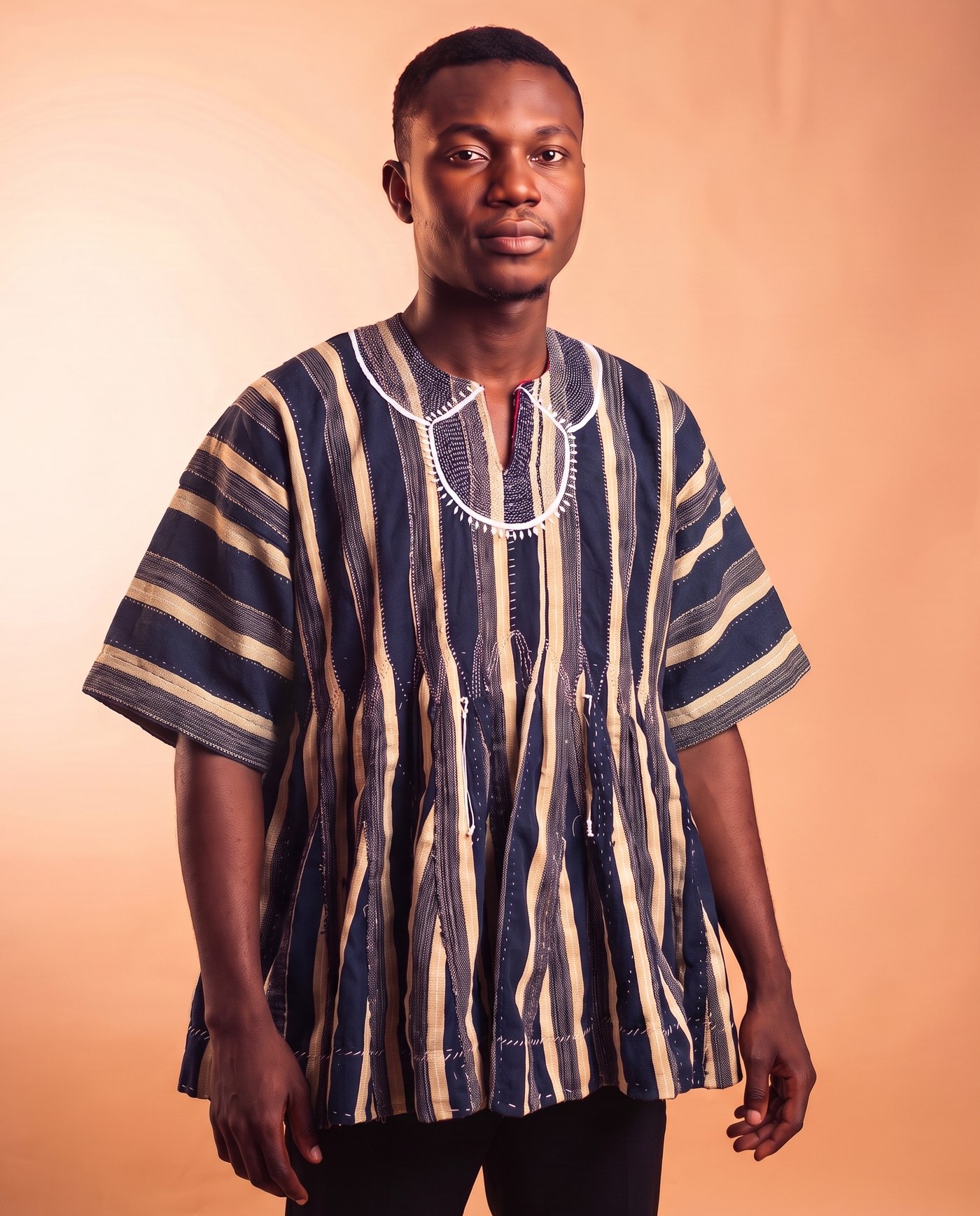 Navy & Cream Stripe Fugu Smock