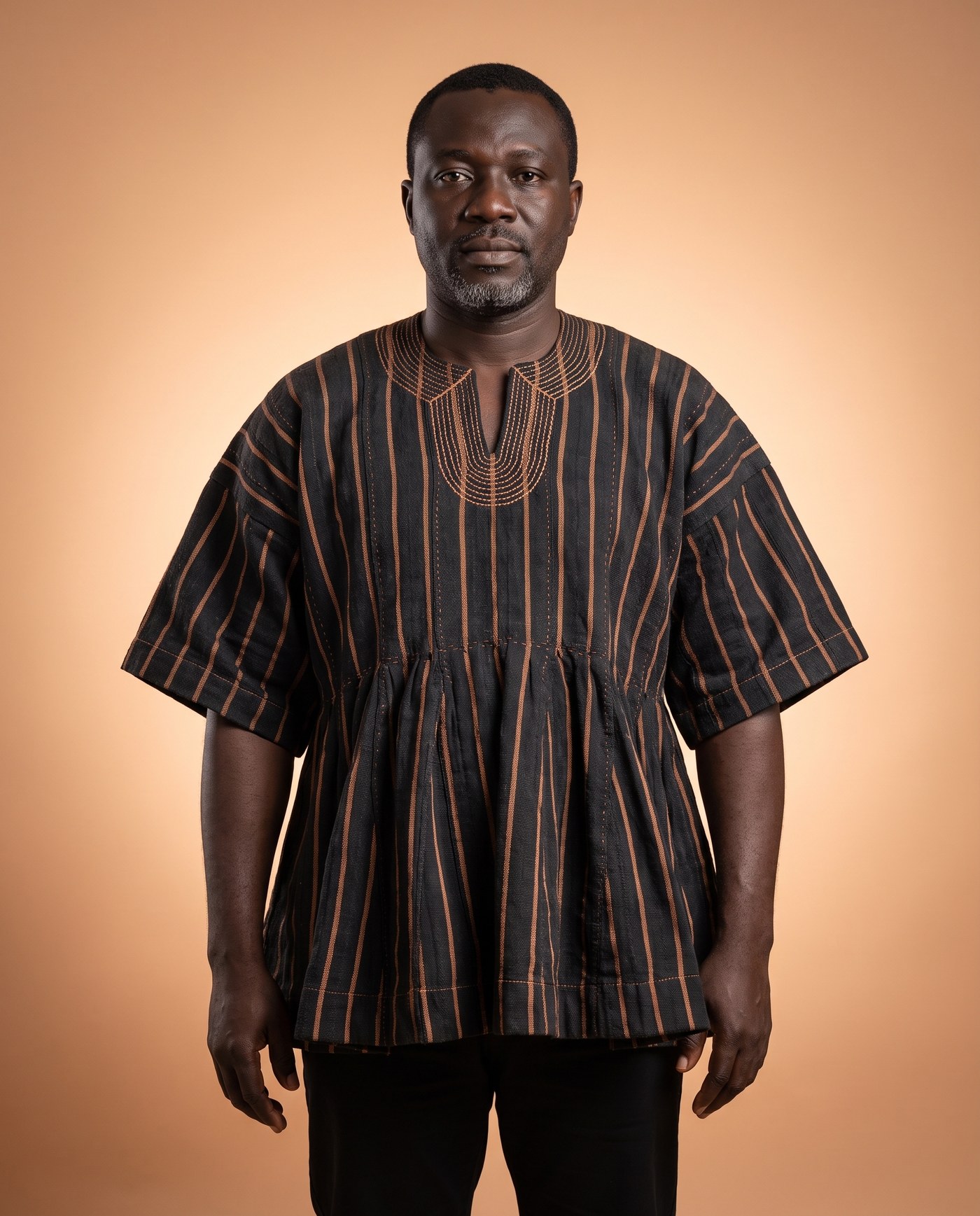 Bronze Fugu Smock, hand-woven Ghana fugu smock
