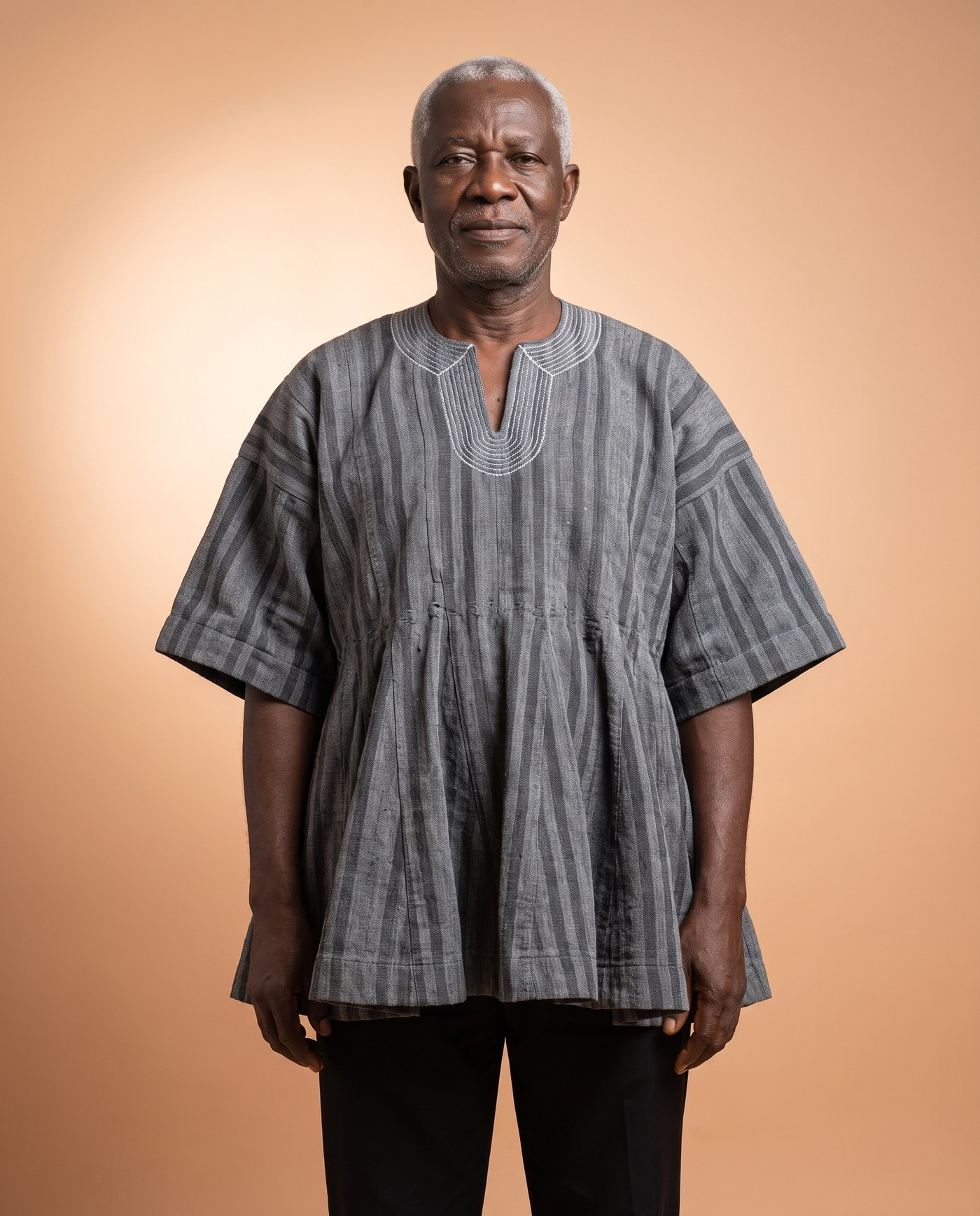 Grey Fugu Smock, hand-woven Ghana fugu smock