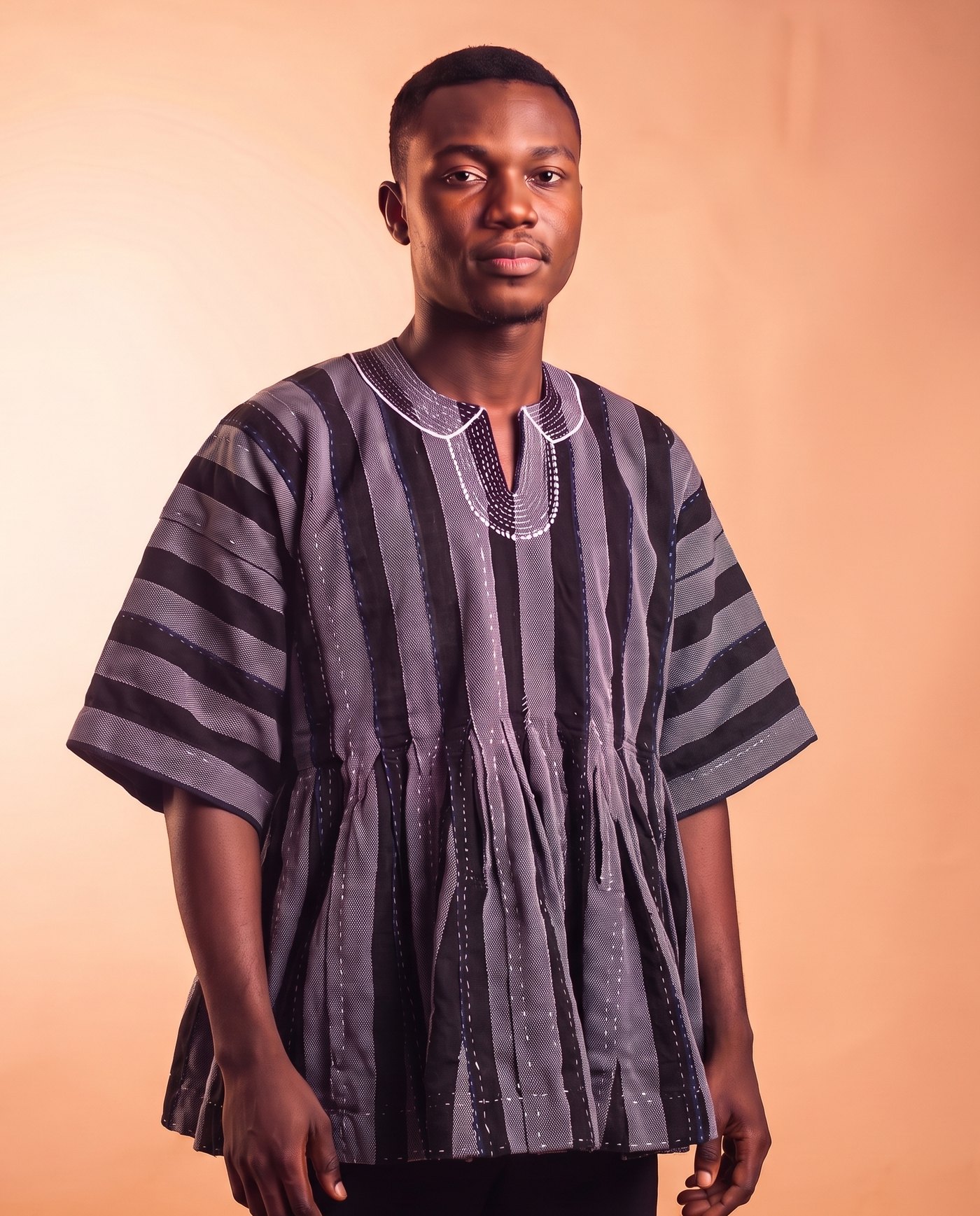 Slate Grey & Black Fugu Smock