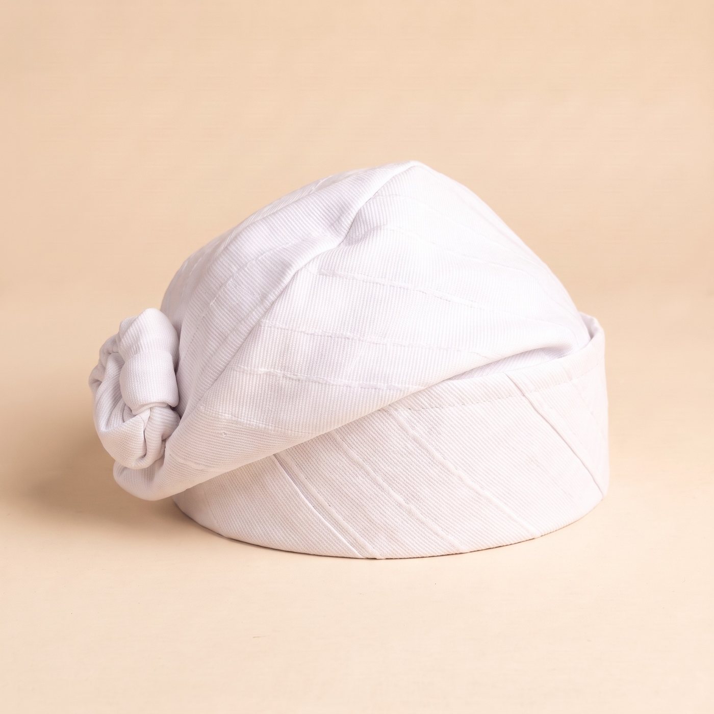White Smock Hat, hand-wrapped Ghana fugu smock hat