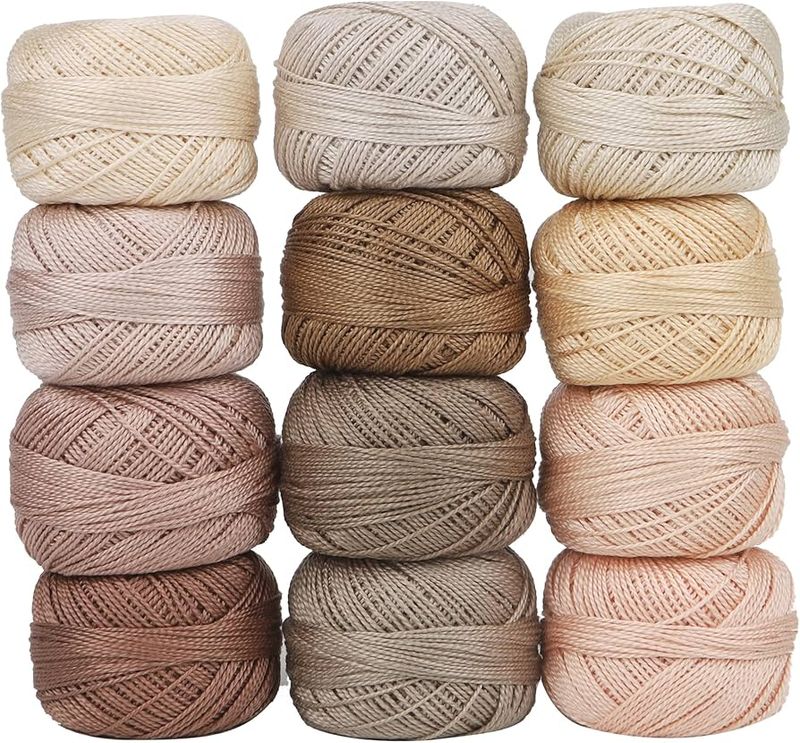 Hand-spun cotton threads in natural earth tones