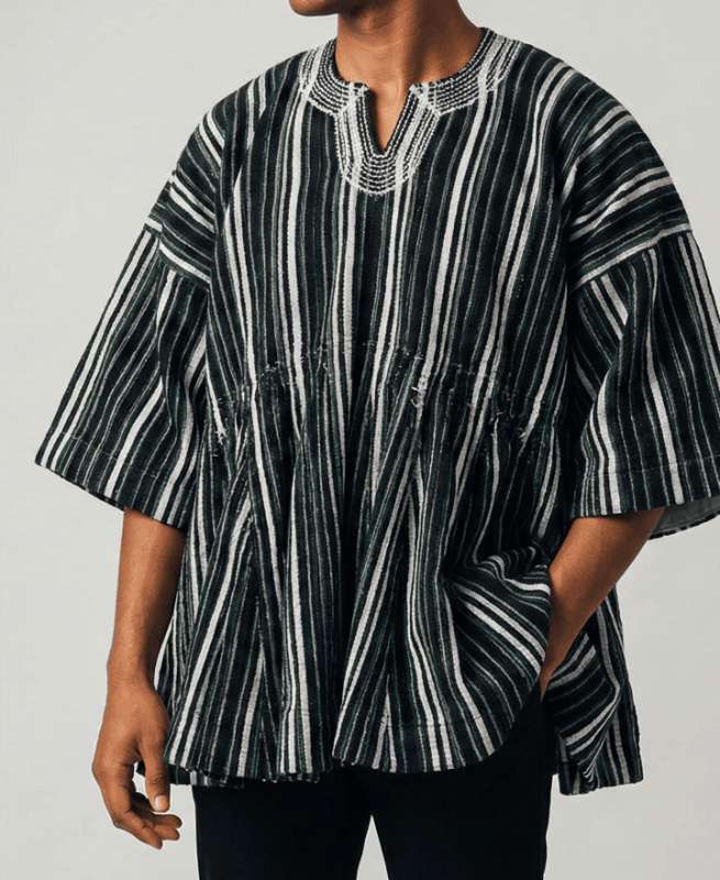 Forest Gold Stripe Fugu Smock hand-woven Ghana fugu smock