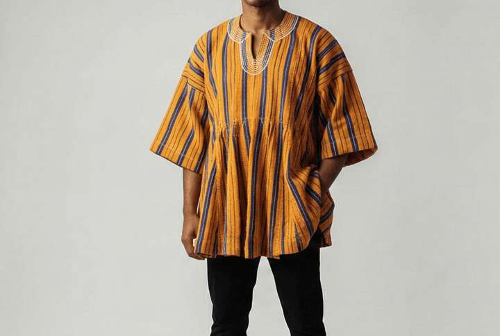 Sunset Orange Fugu Smock hand-woven Ghana fugu smock