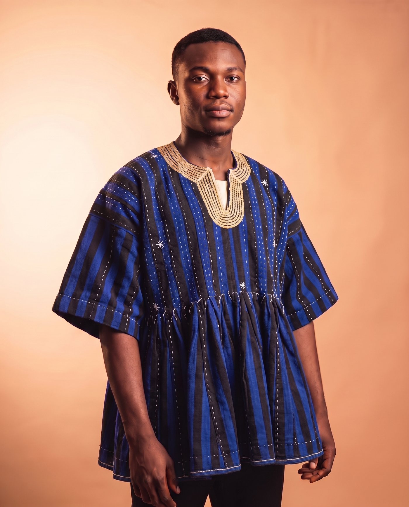 Navy Blue Fugu Smock hand-woven Ghana fugu smock
