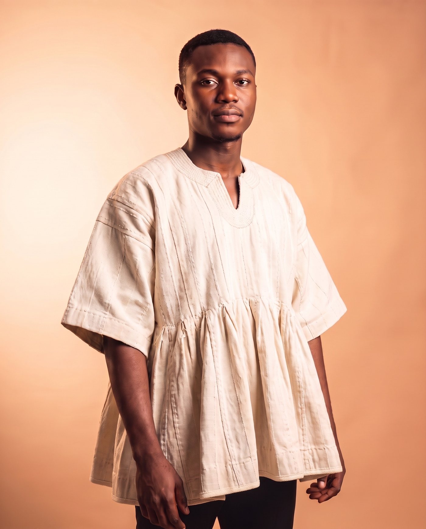 Ivory Fugu Smock hand-woven Ghana fugu smock