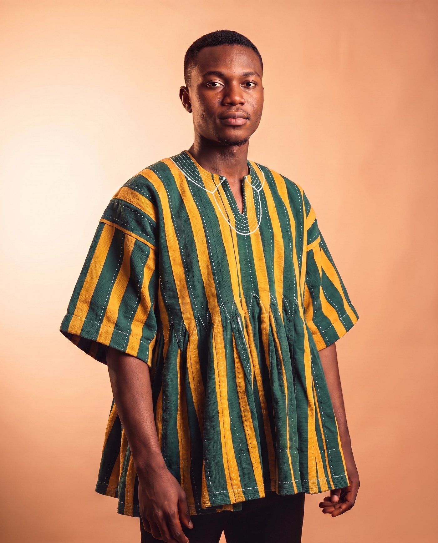 Kelly Green Fugu Smock hand-woven Ghana fugu smock
