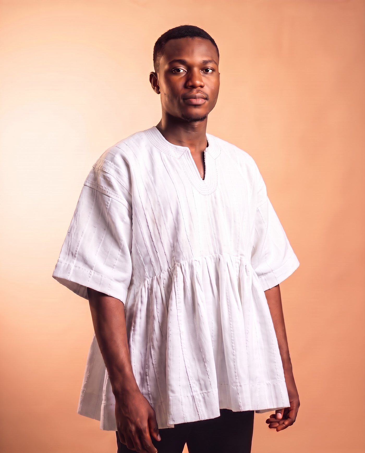 White Fugu Smock hand-woven Ghana fugu smock