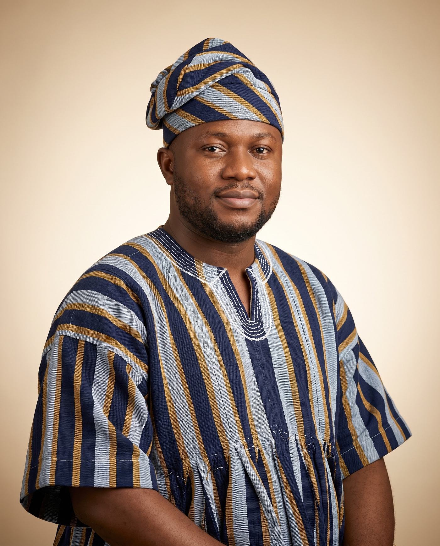 Navy & Gold Smock Hat hand-wrapped Ghana fugu smock hat