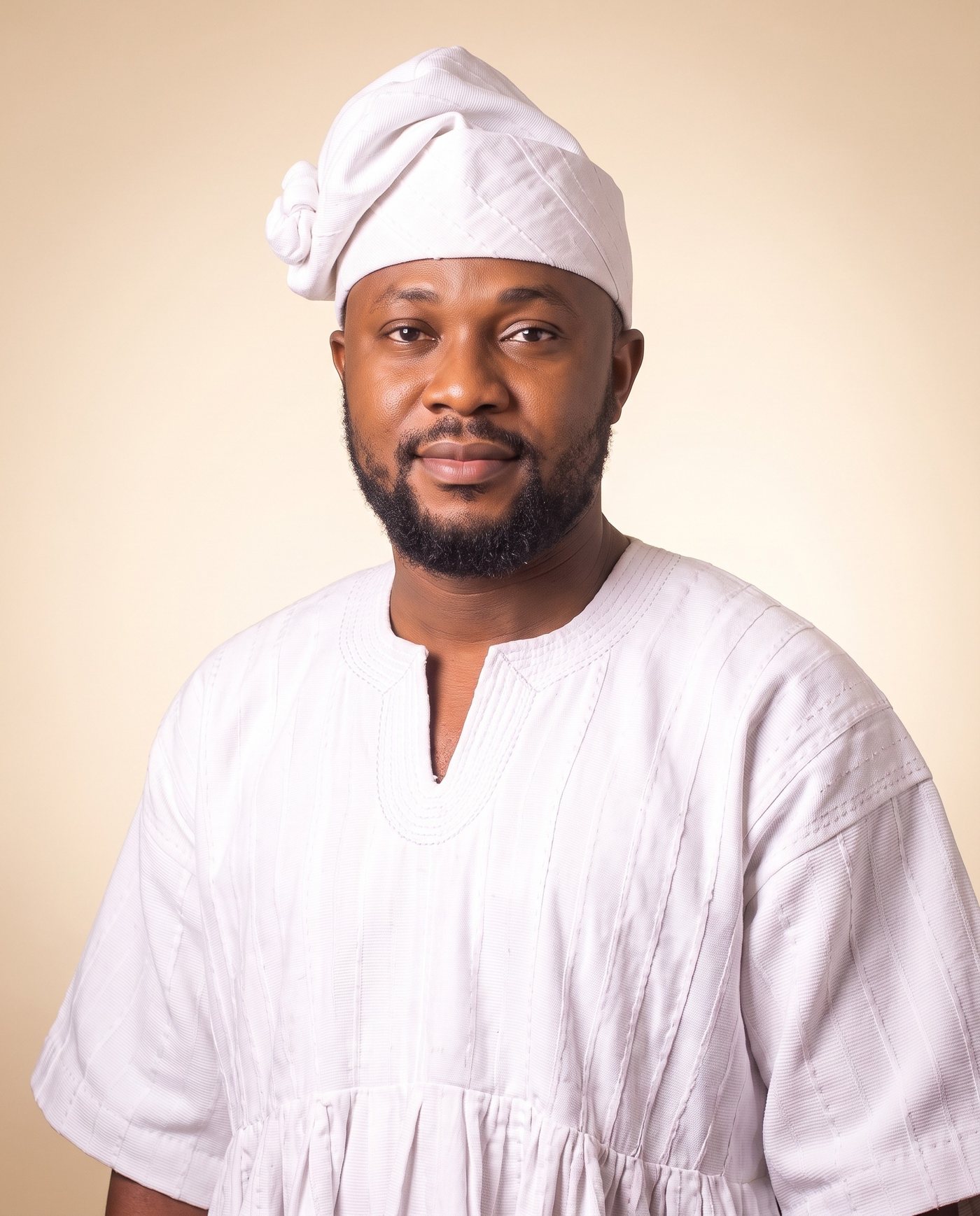 White Smock Hat hand-wrapped Ghana fugu smock hat